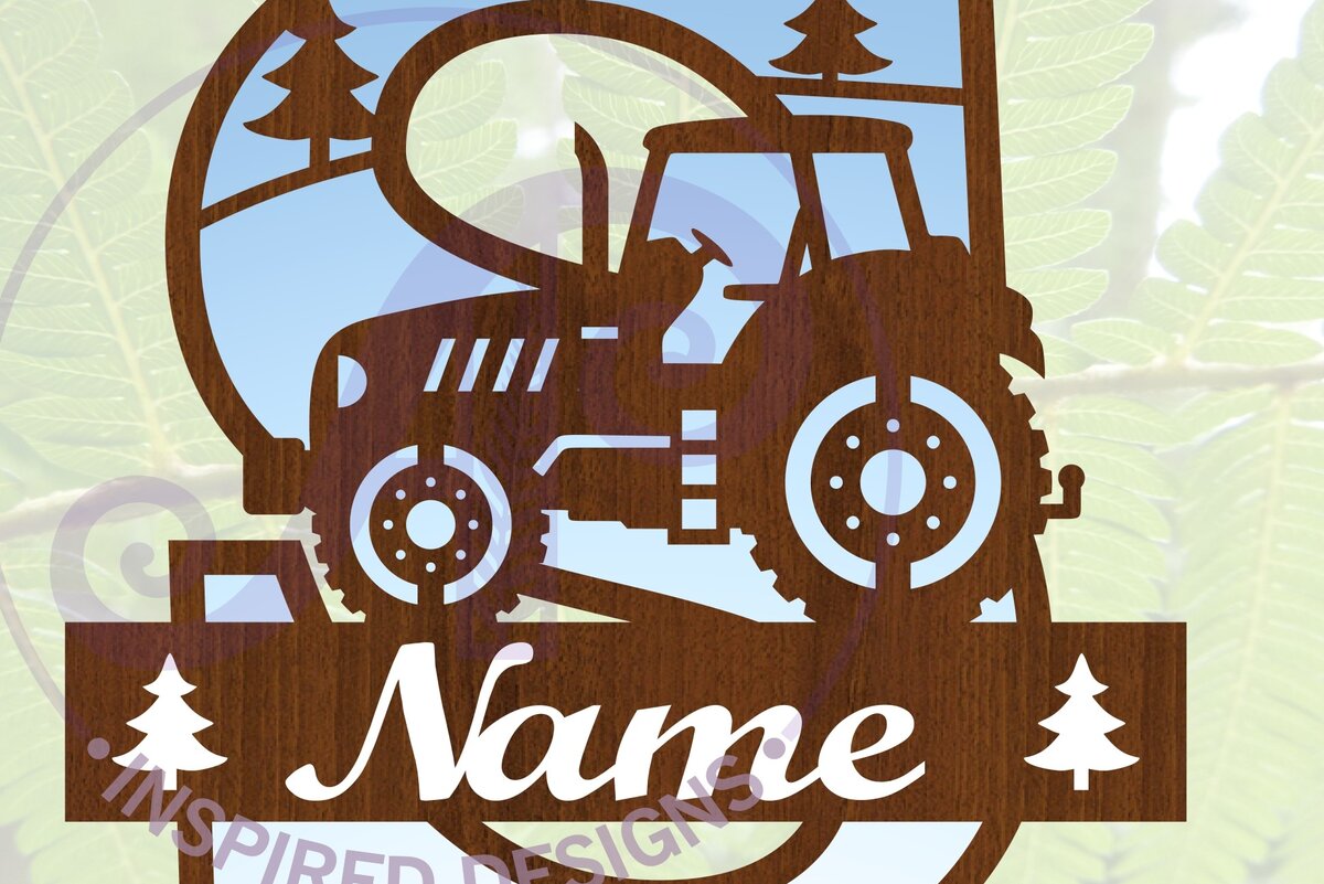 Σετ των 2 Intra απο ξύλο plywood 3mm-4mm πάχος – Μονόγραμμα τρακτέρ Letter S Δίασταση  20x20 cm INTRAFABR-70481346