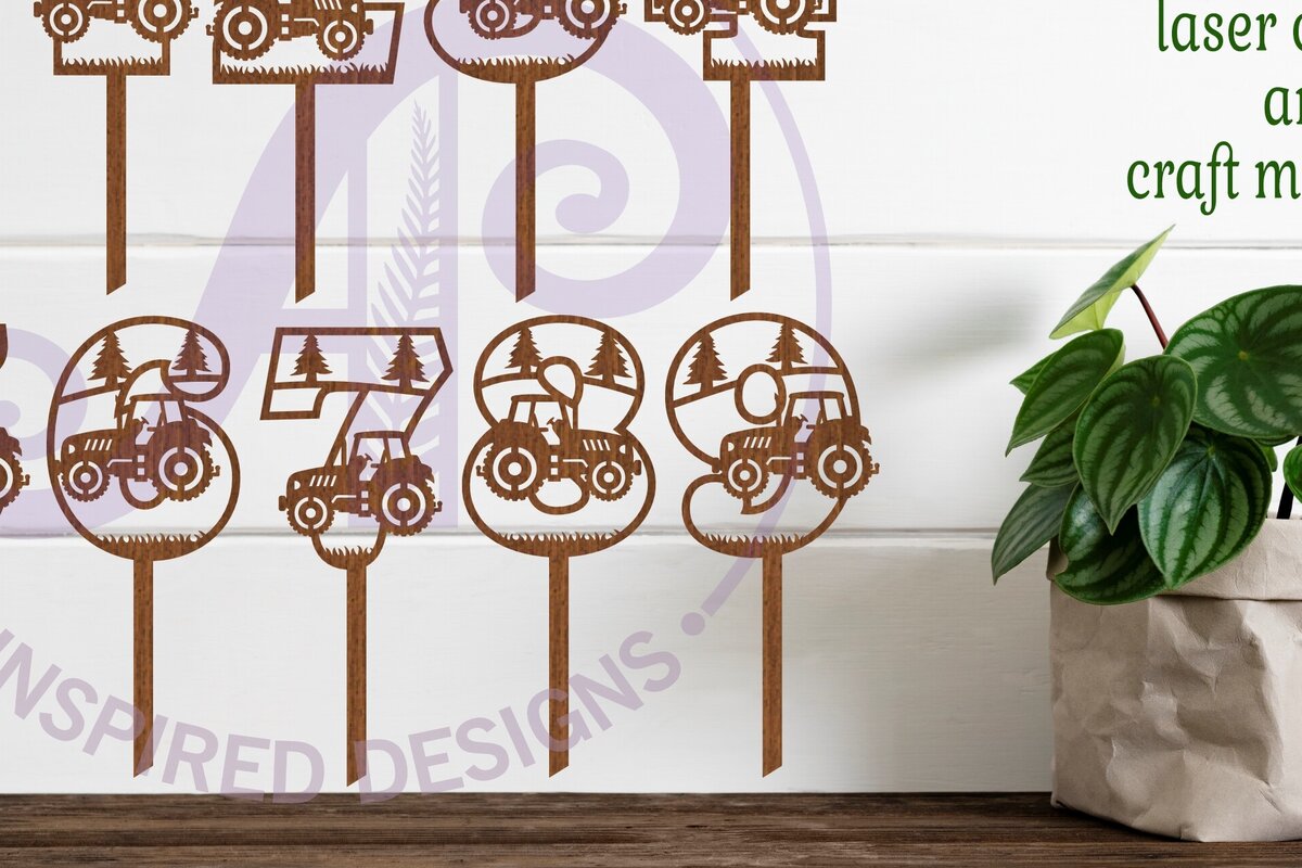 Σετ των 2 Intra απο ξύλο plywood 3mm-4mm πάχος – Αριθμός τρακτέρ Cake Toppers Δίασταση  20x20 cm INTRAFABR-104580384