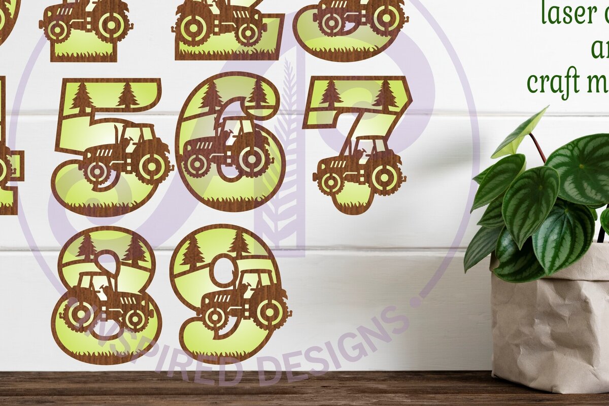 Intra απο ξύλο plywood 3mm-4mm πάχος – Σήμα τοίχου δύο επιπέδων αριθμών τρακτέρ Δίασταση  40x30 cm INTRAFABR-105602919