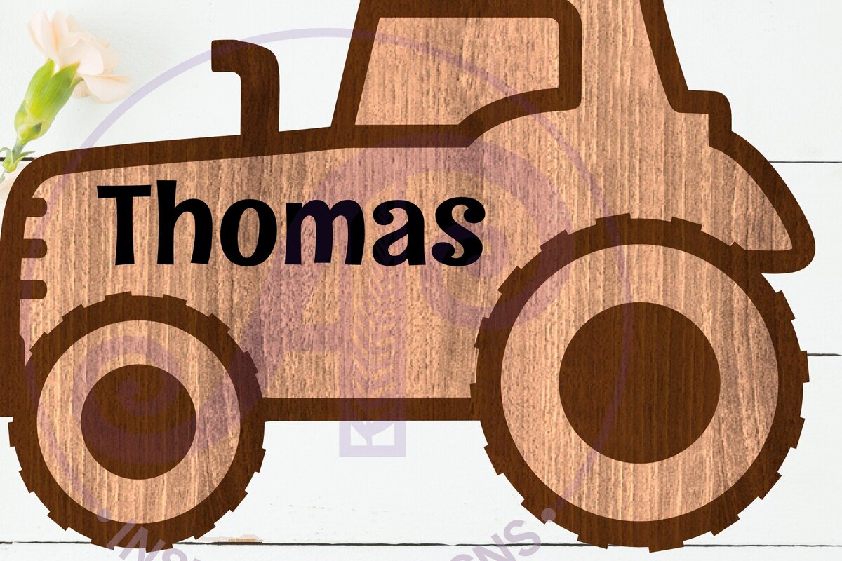 Σετ των 2 Intra απο ξύλο plywood 3mm-4mm πάχος – Πινακίδα ονόματος περίγραμμα τρακτέρ δύο επιπέδων Δίασταση  20x20 cm INTRAFABR-111320329