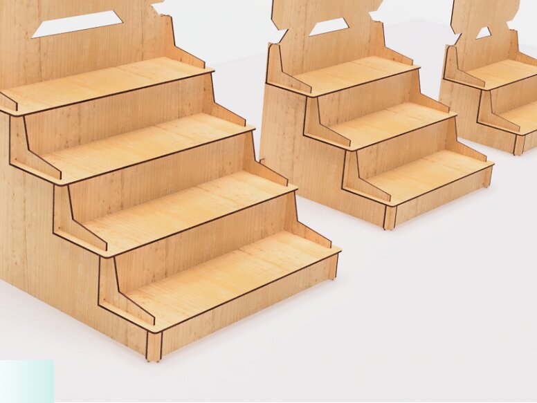 Σετ των 2 Intra απο ξύλο plywood 3mm-4mm πάχος – Αρχεία κοπής λέιζερ ράφια αγοράς συναλλαγών Δίασταση  20x20 cm INTRAFABR-117256962