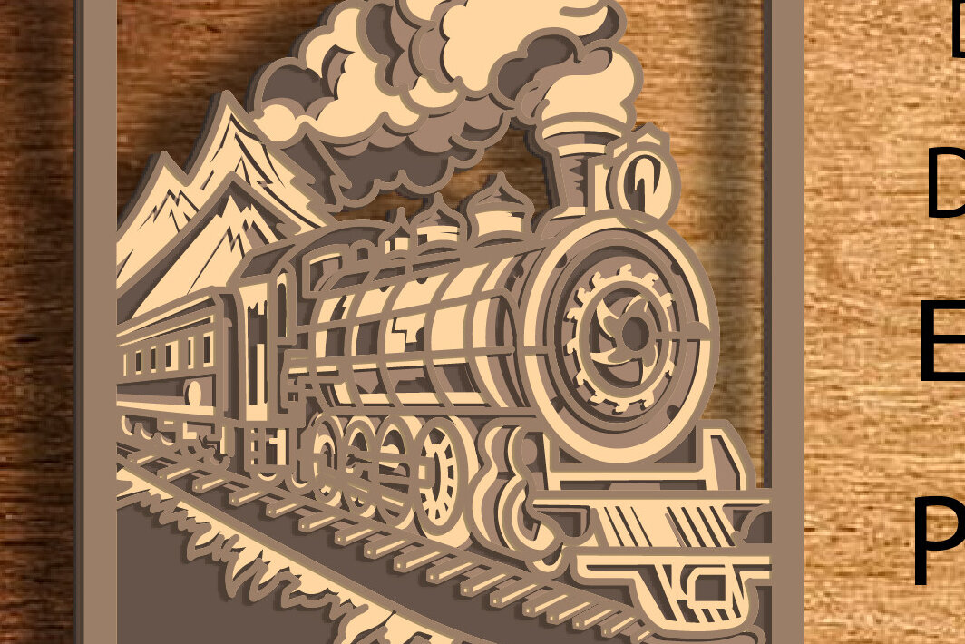 Σετ των 2 Intra απο ξύλο plywood 3mm-4mm πάχος – Train Multilayer/ Train/ 3D Δίασταση  20x20 cm INTRAFABR-76097225