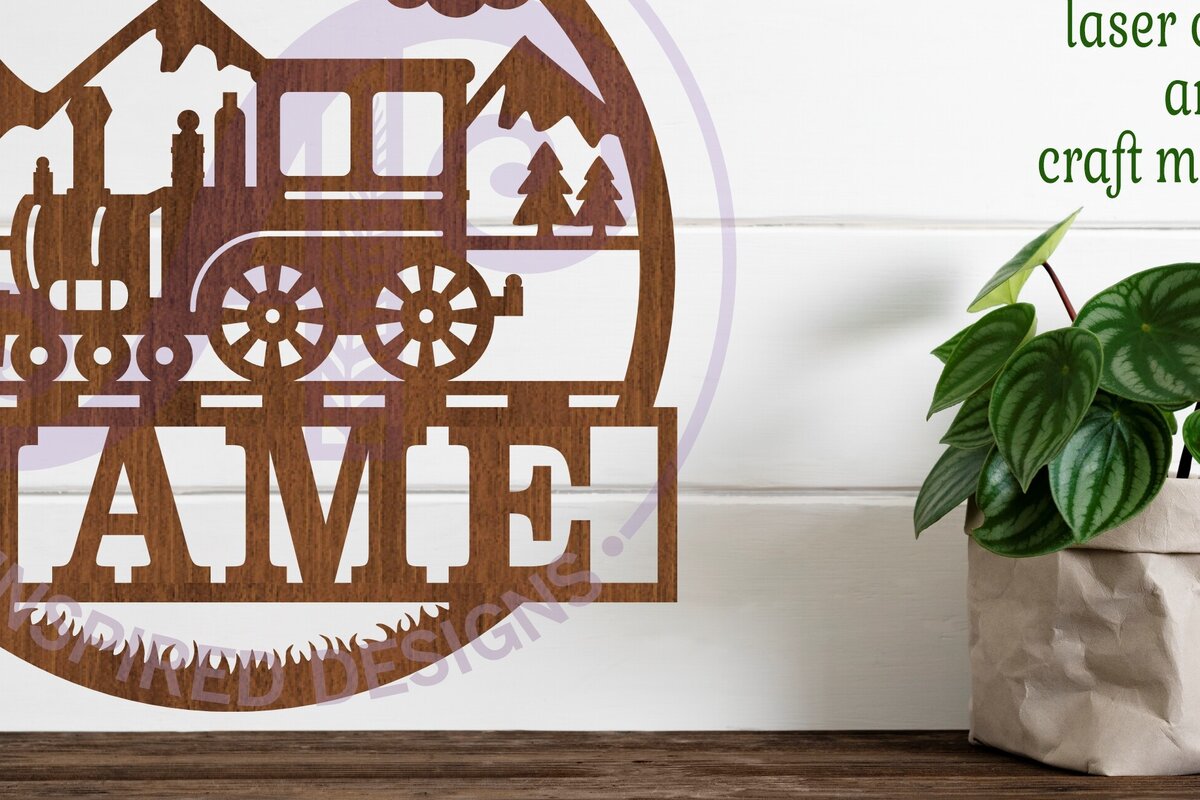 Σετ των 2 Intra απο ξύλο plywood 3mm-4mm πάχος – Πρότυπο κοπής με λέιζερ Sin Name Train Δίασταση  20x20 cm INTRAFABR-98627356