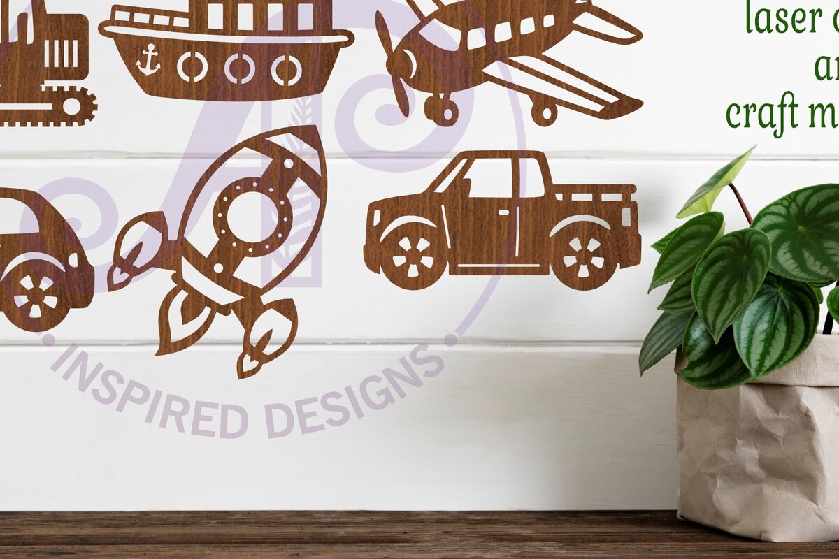 Σετ των 2 Intra απο ξύλο plywood 3mm-4mm πάχος – Σχήμα κοπής λέιζερ σιλουέτας μεταφοράς Δίασταση  20x20 cm INTRAFABR-98944948