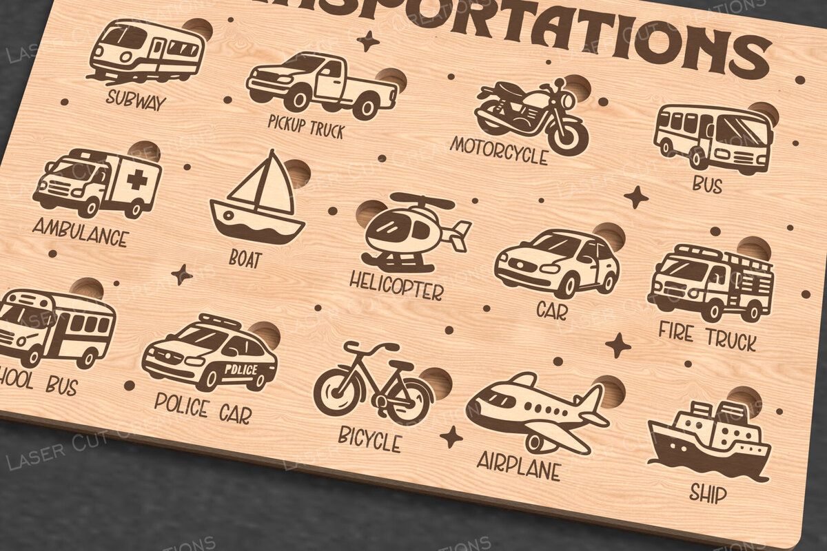 Σετ των 2 Intra απο ξύλο plywood 3mm-4mm πάχος – Παζλ μεταφοράς για παιδιά - Δίασταση  20x20 cm INTRAFABR-123160688