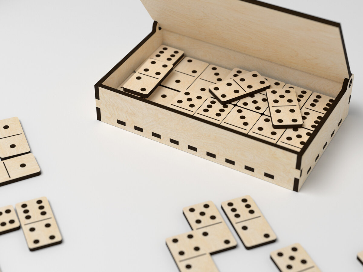 Σετ των 2 Intra απο ξύλο plywood 3mm-4mm πάχος – Travel Dominos Set Game Δίασταση  20x20 cm INTRAFABR-25264327