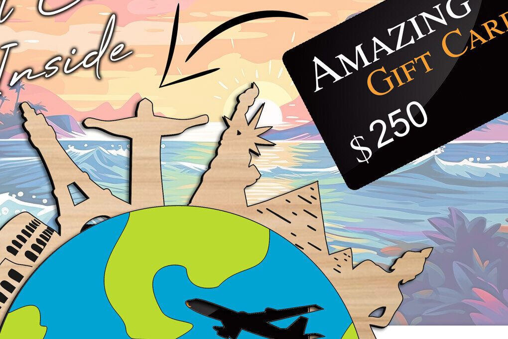 Σετ των 2 Intra απο ξύλο plywood 3mm-4mm πάχος – Δώρο Ταξιδιωτικής δωροκάρτας για κάτοχο χρημάτων Δίασταση  20x20 cm INTRAFABR-103574812