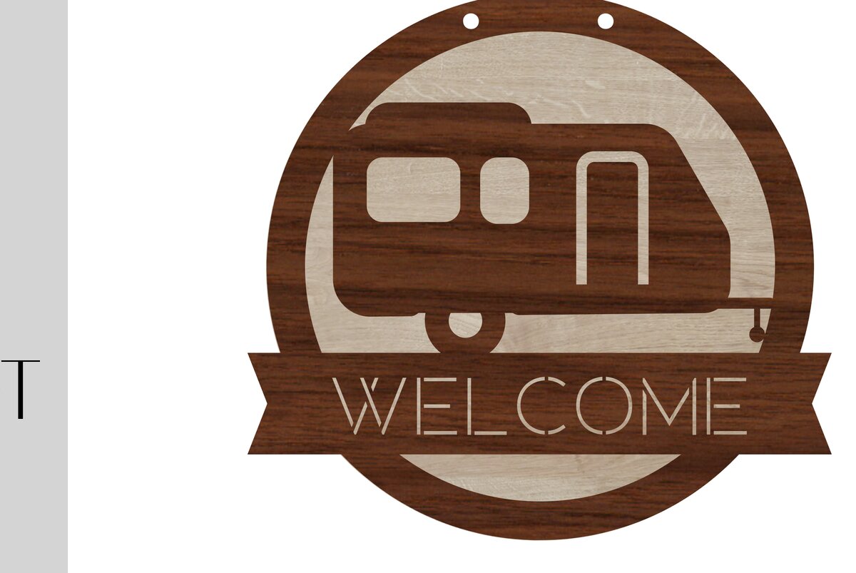 Σετ των 2 Intra απο ξύλο plywood 3mm-4mm πάχος – Σήμα καλωσορίσματος και κενό τρέιλερ ταξιδιού Δίασταση  20x20 cm INTRAFABR-13922777