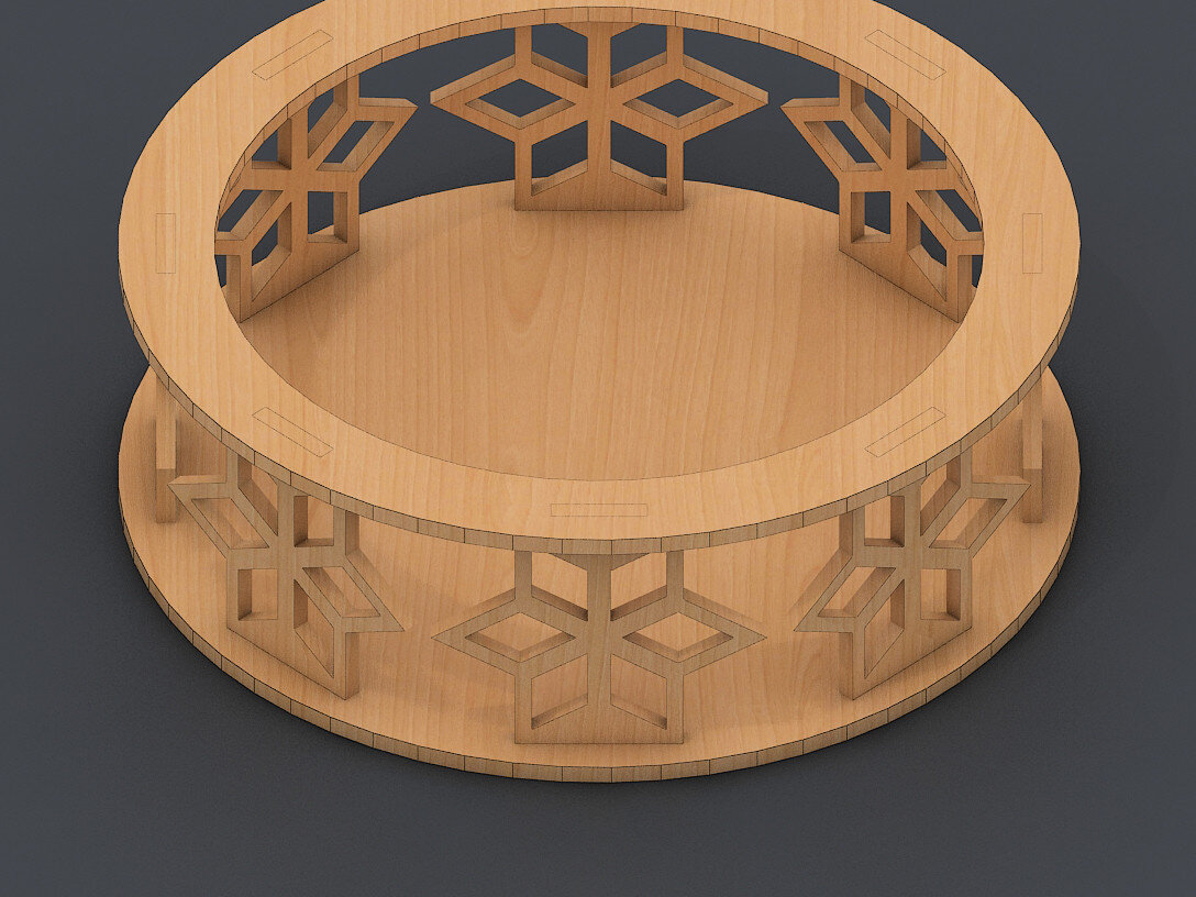 Σετ των 2 Intra απο ξύλο plywood 3mm-4mm πάχος – Tray Files - Ellipse Wood Tray Δίασταση  20x20 cm INTRAFABR-60959733