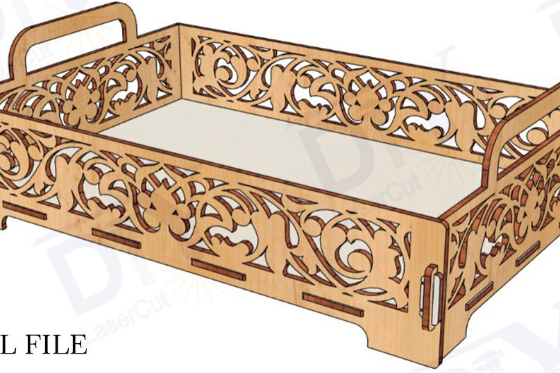 Σετ των 2 Intra απο ξύλο plywood 3mm-4mm πάχος – Δίσκος με κοπή λέιζερ με μοτίβο κρίνου Δίασταση  20x20 cm INTRAFABR-112887177