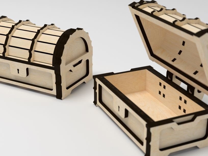 Σετ των 2 Intra απο ξύλο plywood 3mm-4mm πάχος – Σεντούκι θησαυρού Δίασταση  20x20 cm INTRAFABR-33686693