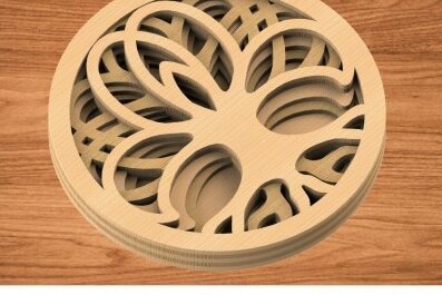 Σετ των 2 Intra απο ξύλο plywood 3mm-4mm πάχος – ΔΕΝΤΡΟ Δίασταση  20x20 cm INTRAFABR-29184760