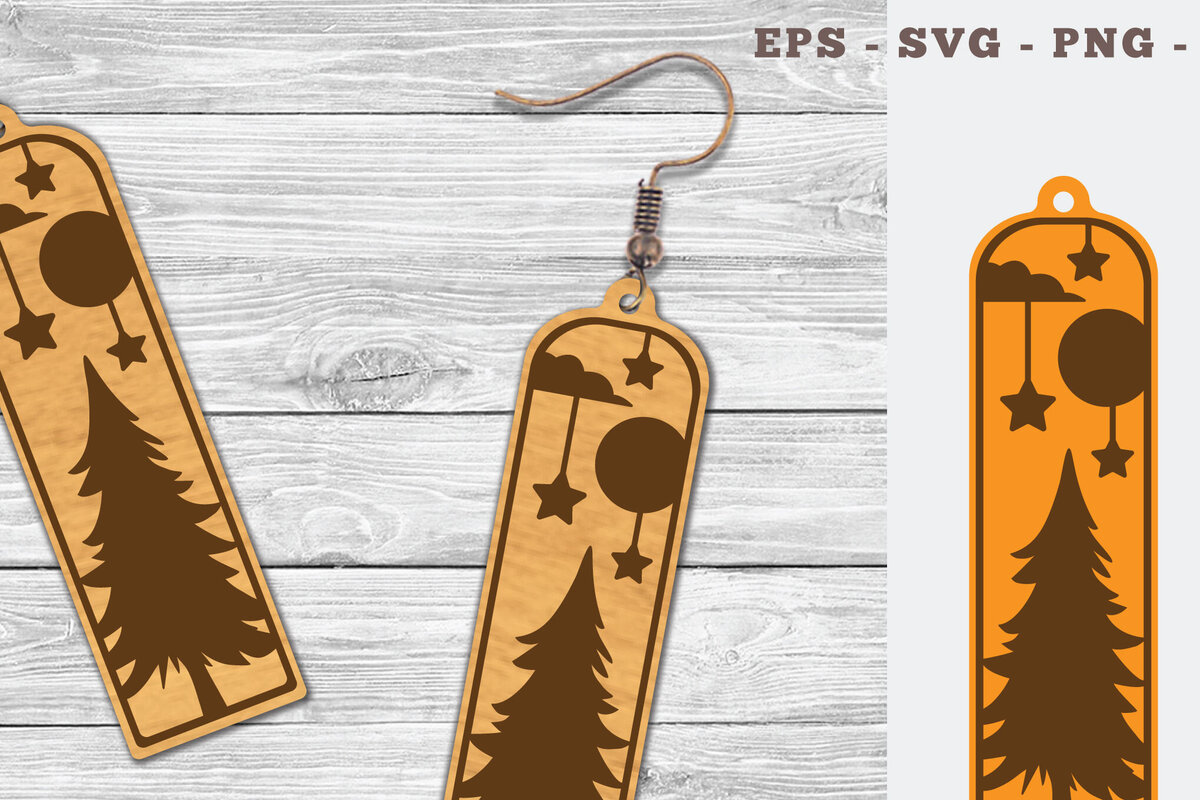 Σετ των 3 Intra απο ξύλο plywood 3mm-4mm πάχος – Σκουλαρίκια με λέιζερ δέντρο και αστέρι Δίασταση  5x5 cm INTRAFABR-103065039