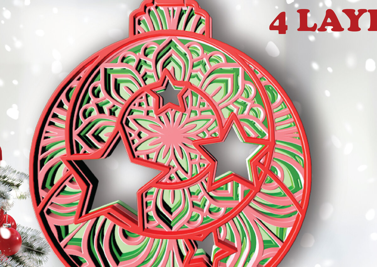 Σετ των 2 Intra απο ξύλο plywood 3mm-4mm πάχος – Tree Ball Star , 4 στρώσεων Δίασταση  20x20 cm INTRAFABR-30716958