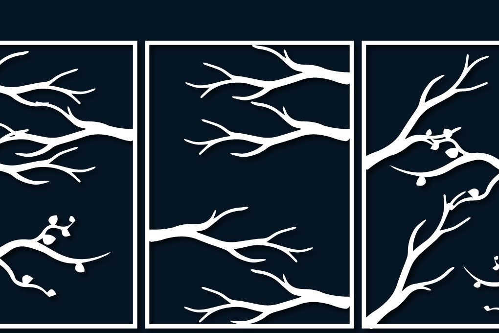 Σετ των 2 Intra απο ξύλο plywood 3mm-4mm πάχος – Δέσμη κλάδων δέντρου Δίασταση  20x20 cm INTRAFABR-39848178