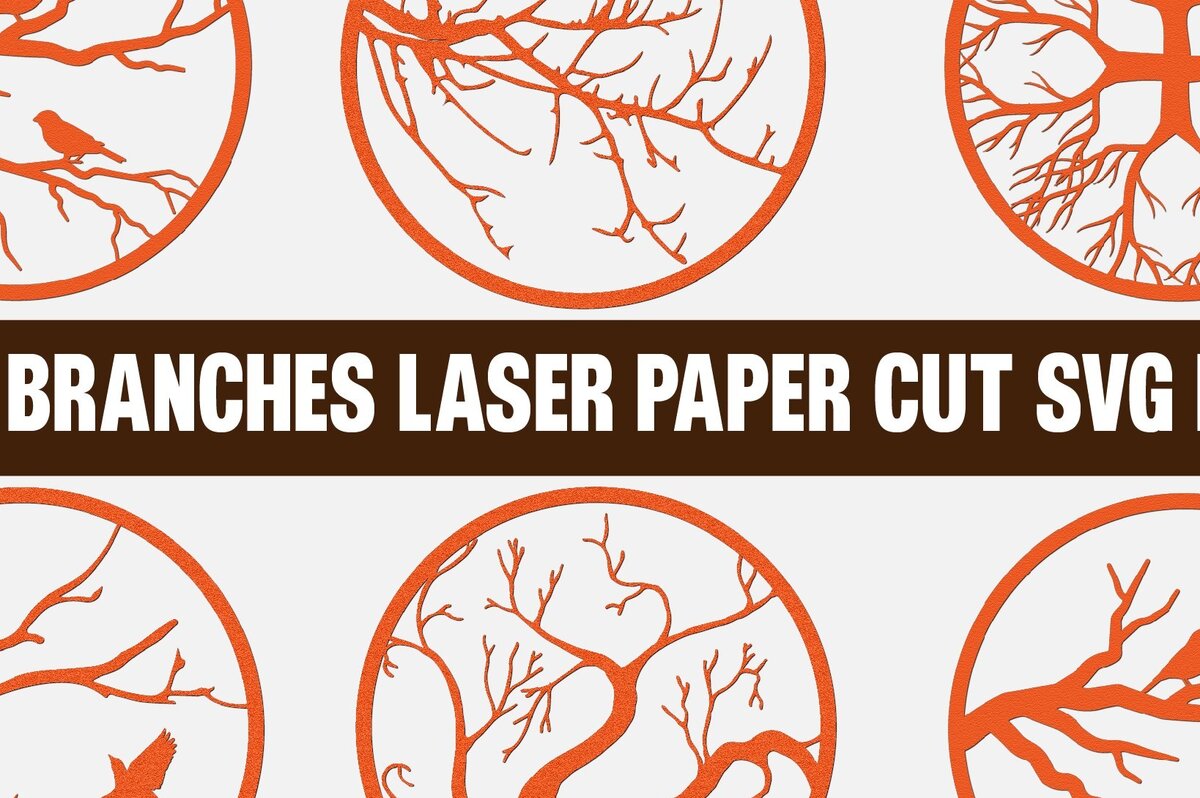 Σετ των 2 Intra απο ξύλο plywood 3mm-4mm πάχος – Δέσμη κοπής χαρτιού λέιζερ κλαδιά δέντρων 4 Δίασταση  20x20 cm INTRAFABR-75228913