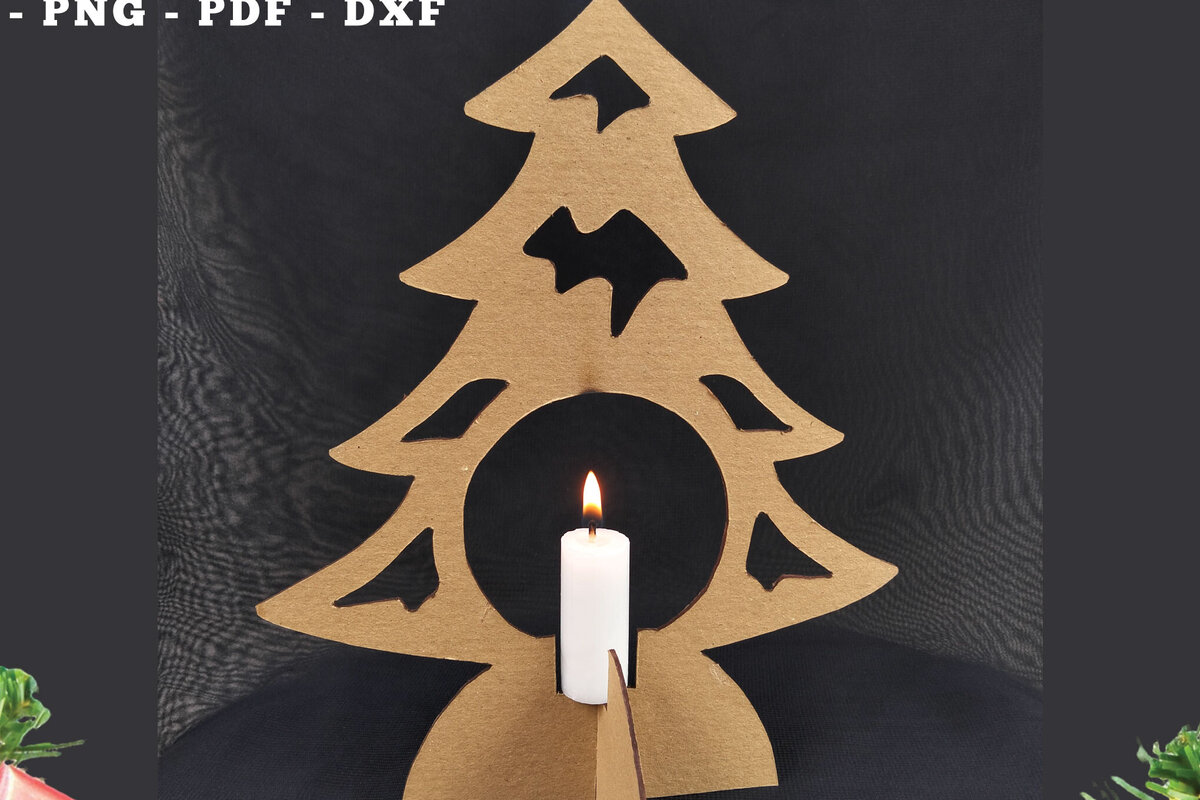 Σετ των 2 Intra απο ξύλο plywood 3mm-4mm πάχος – Κηροπήγιο δέντρου με Δίασταση  20x20 cm INTRAFABR-112768404