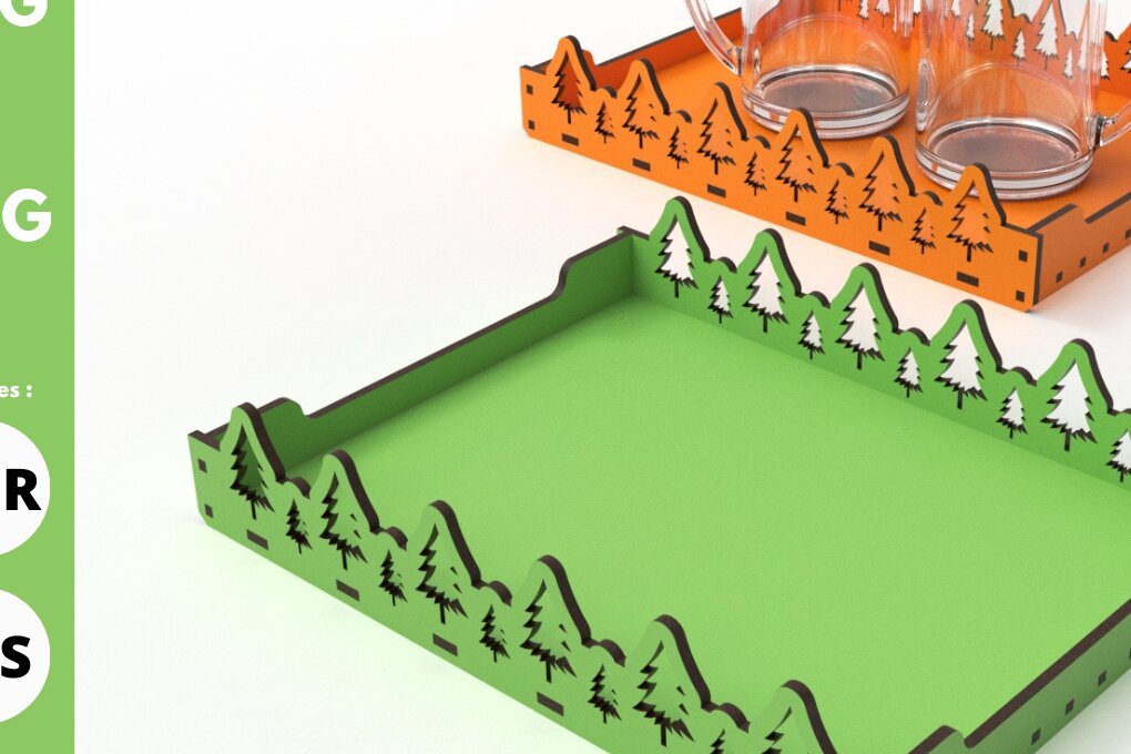 Σετ των 2 Intra απο ξύλο plywood 3mm-4mm πάχος – Χριστουγεννιάτικος δίσκος σερβιρίσματος δέντρου, Δίασταση  20x20 cm INTRAFABR-80983823