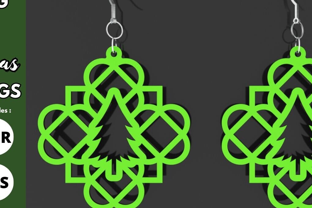 Σετ των 3 Intra απο ξύλο plywood 3mm-4mm πάχος – Δέντρο Χριστουγεννιάτικα Σκουλαρίκια Κοπή λέιζερ Δίασταση  5x5 cm INTRAFABR-80908436