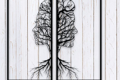 Σετ των 2 Intra απο ξύλο plywood 3mm-4mm πάχος – Διακόσμηση Τοίχων Δέντρου Ζευγάρι Προσώπου Δίασταση  20x20 cm INTRAFABR-24760926