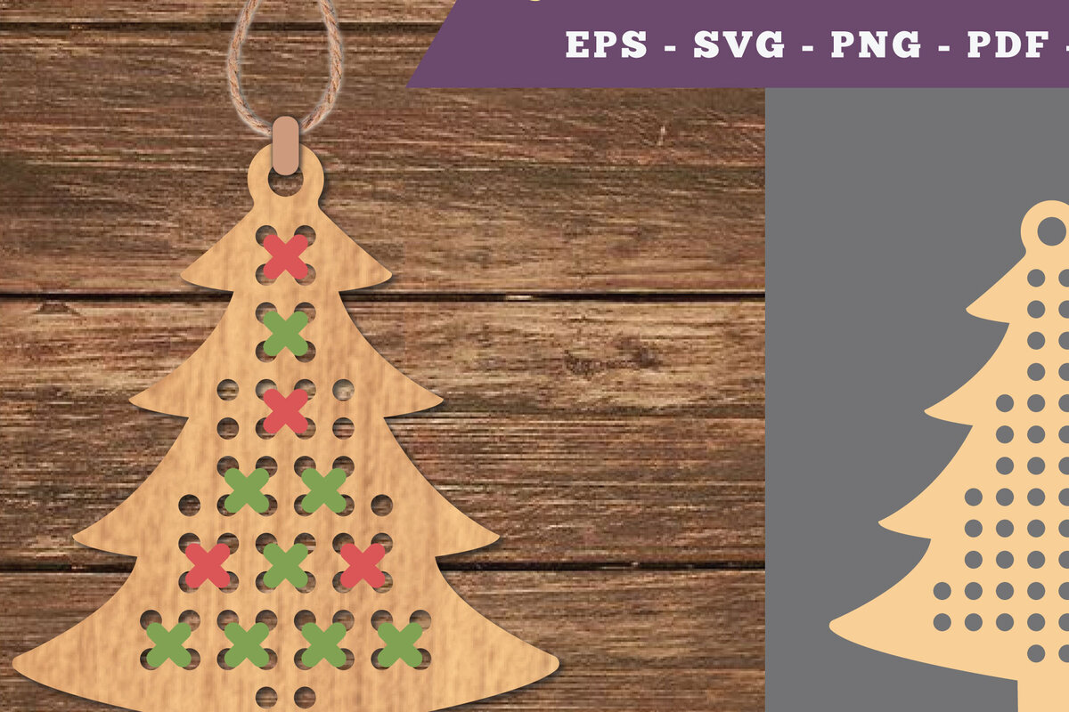 Σετ των 2 Intra απο ξύλο plywood 3mm-4mm πάχος – Κόψιμο δέντρου Σταυροβελονιά Δίασταση  20x20 cm INTRAFABR-106690806