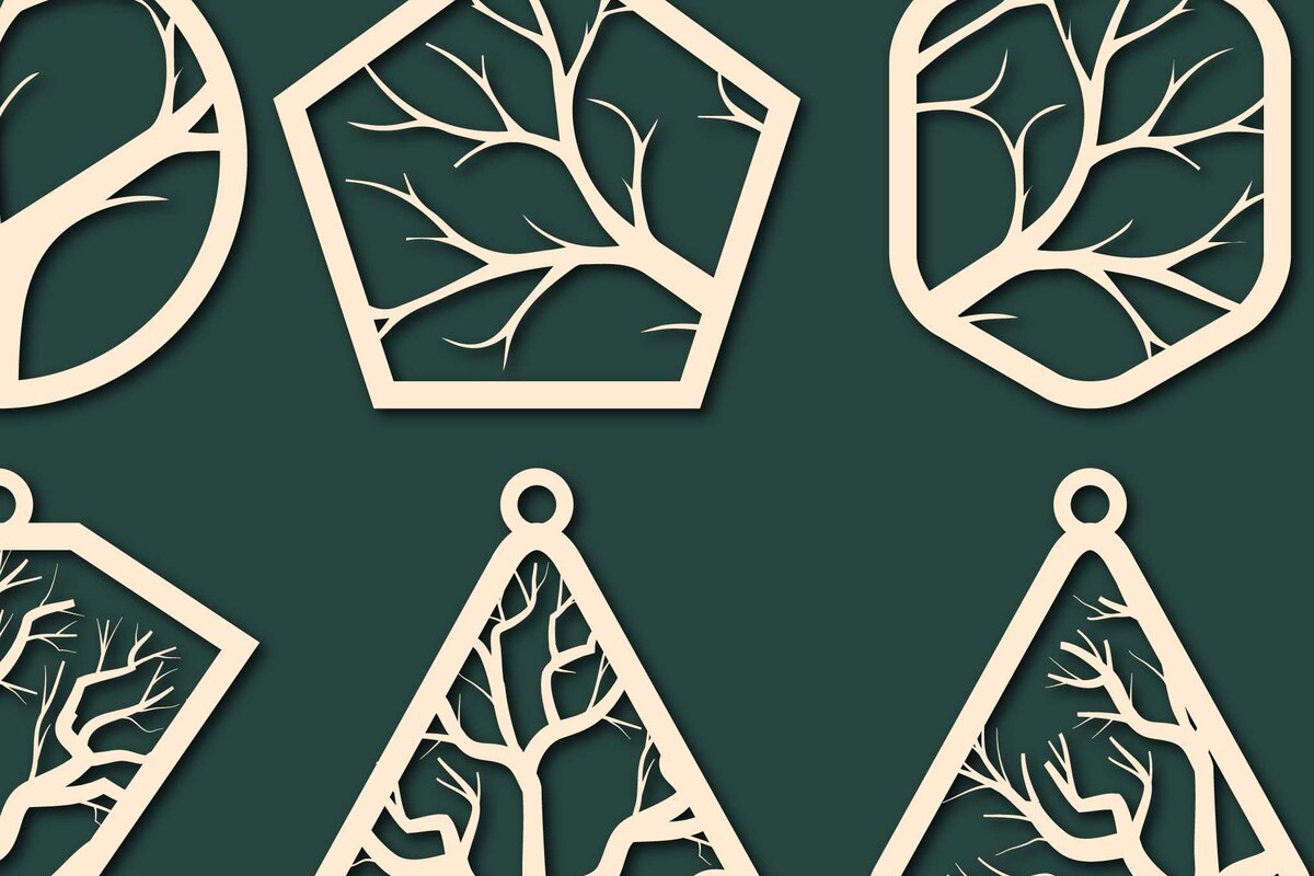 Σετ των 3 Intra απο ξύλο plywood 3mm-4mm πάχος – Δέσμη κοπής με λέιζερ Σκουλαρίκι δέντρου Δίασταση  5x5 cm INTRAFABR-65522735