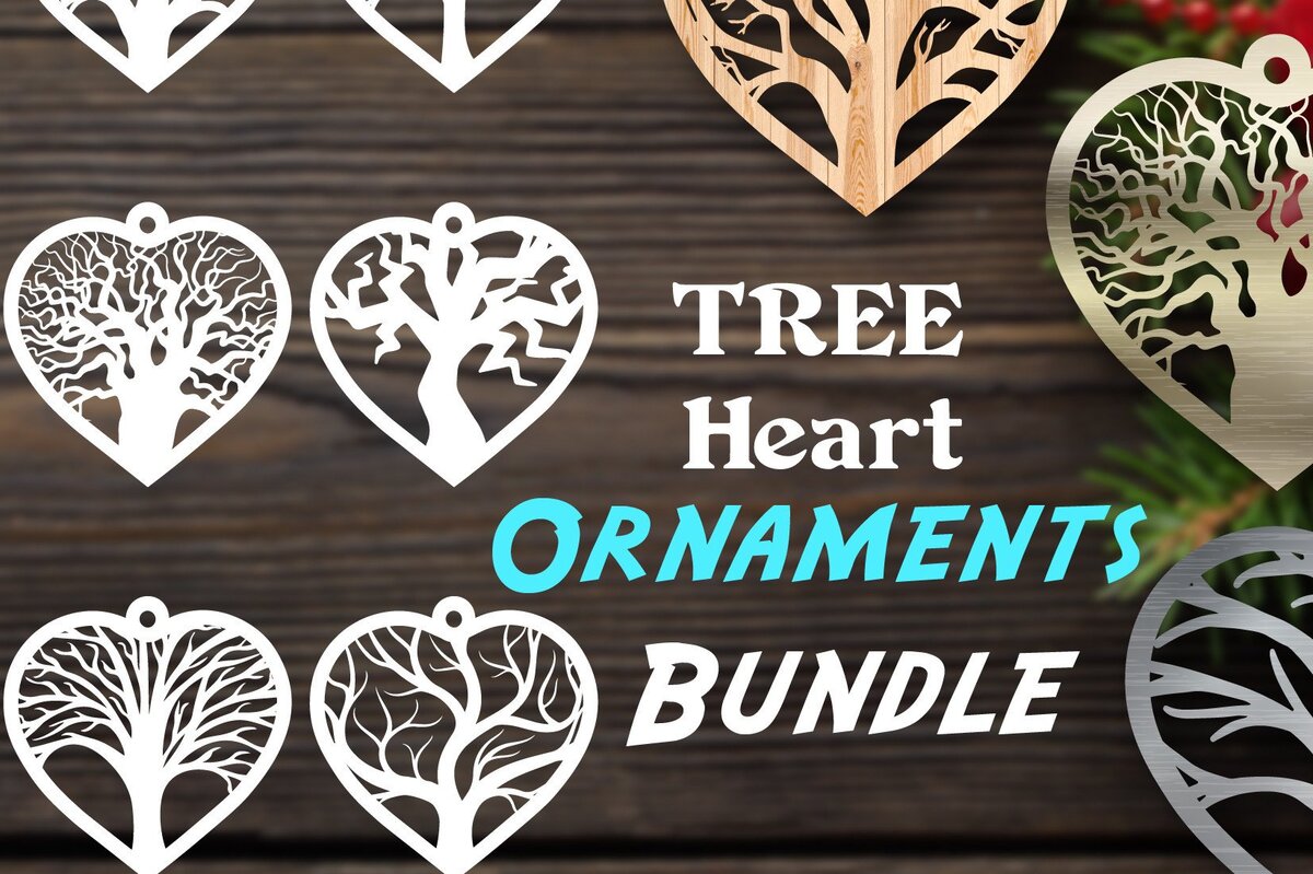 Σετ των 2 Intra απο ξύλο plywood 3mm-4mm πάχος – Πακέτο στολίδια καρδιών δέντρου Δίασταση  20x20 cm INTRAFABR-34593092