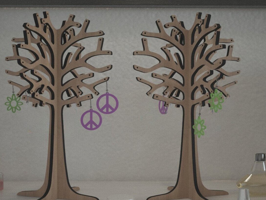 Σετ των 3 Intra απο ξύλο plywood 3mm-4mm πάχος – Δέντρο Κοσμήματα Βάση / Σκουλαρίκια Κομμένο Δίασταση  5x5 cm INTRAFABR-43066836