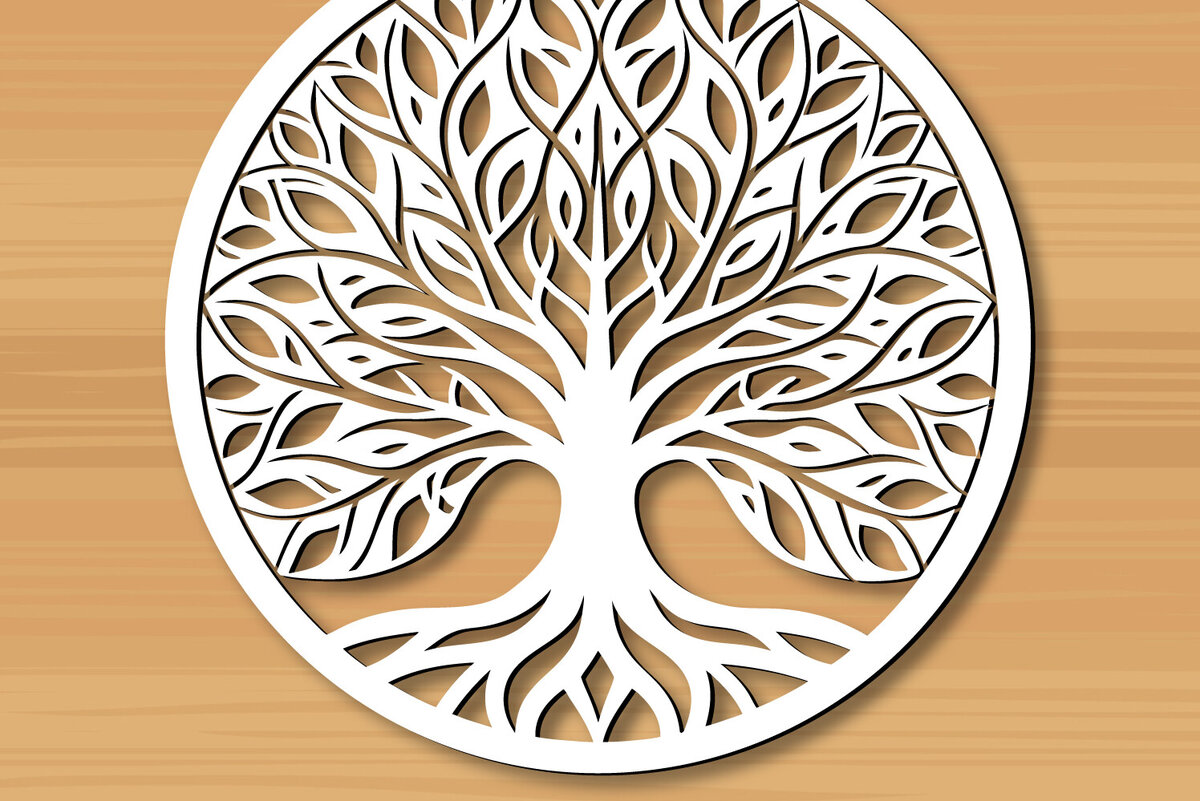 Σετ των 2 Intra απο ξύλο plywood 3mm-4mm πάχος –  κοπής με λέιζερ δέντρου 10 Δίασταση  20x20 cm INTRAFABR-122936222