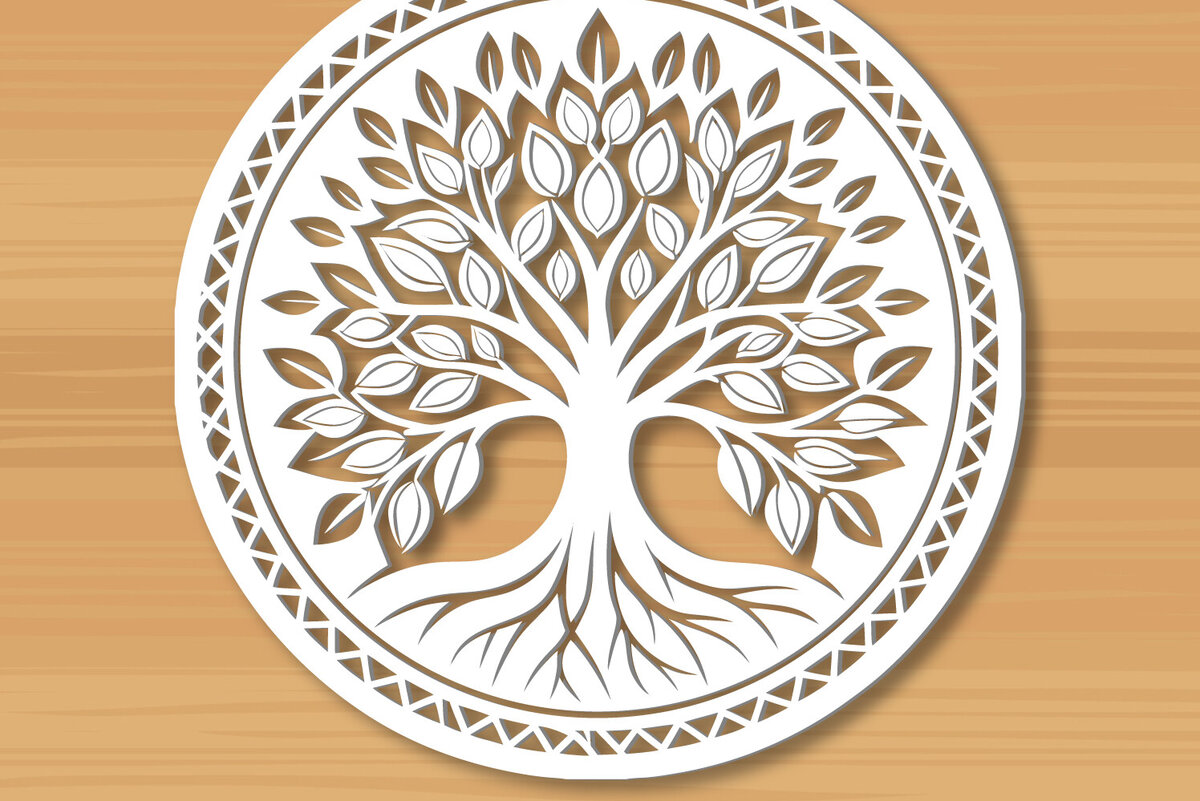 Σετ των 2 Intra απο ξύλο plywood 3mm-4mm πάχος –  κοπής με λέιζερ δέντρου 2 Δίασταση  20x20 cm INTRAFABR-122936189