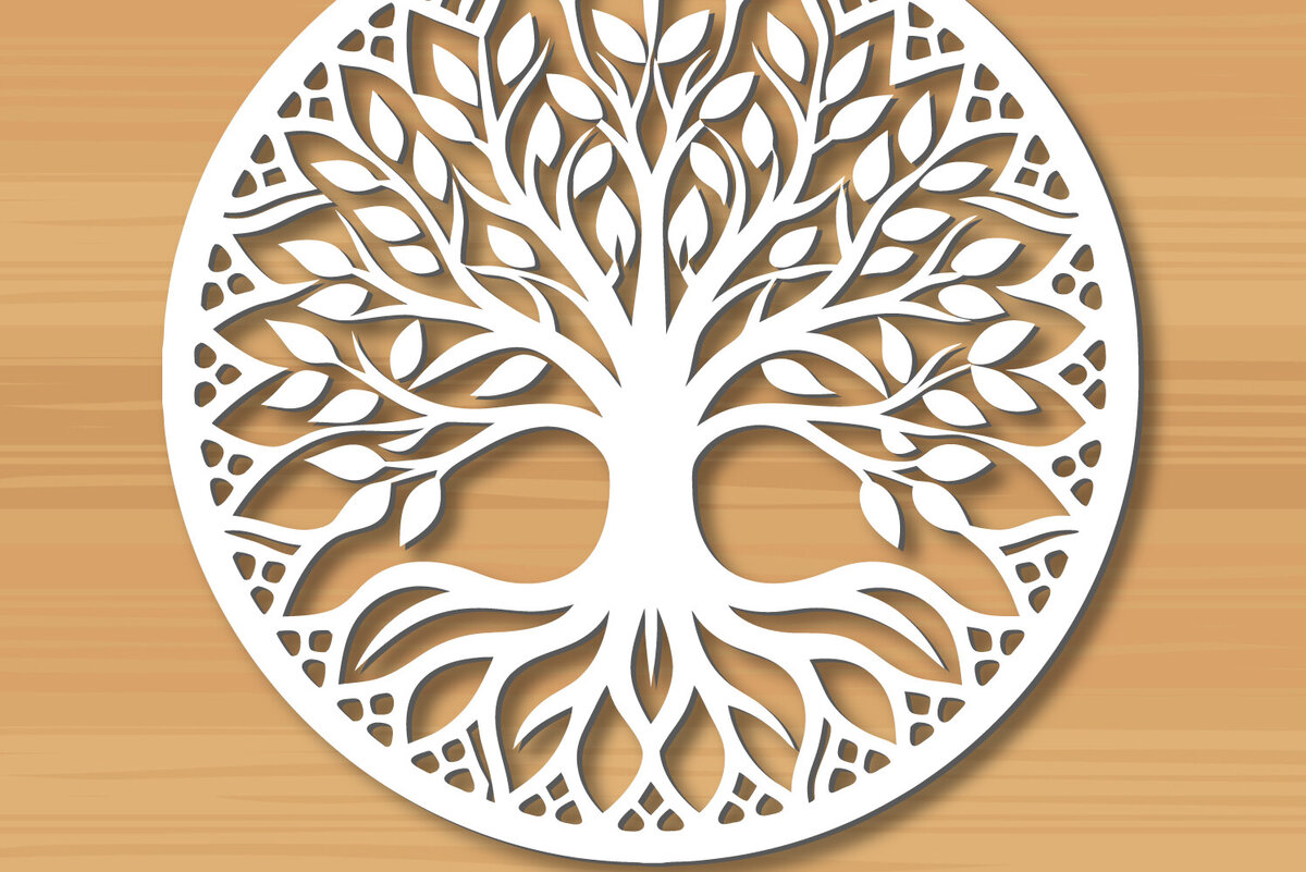 Σετ των 2 Intra απο ξύλο plywood 3mm-4mm πάχος –  κοπής με λέιζερ δέντρου 4 Δίασταση  20x20 cm INTRAFABR-122936196