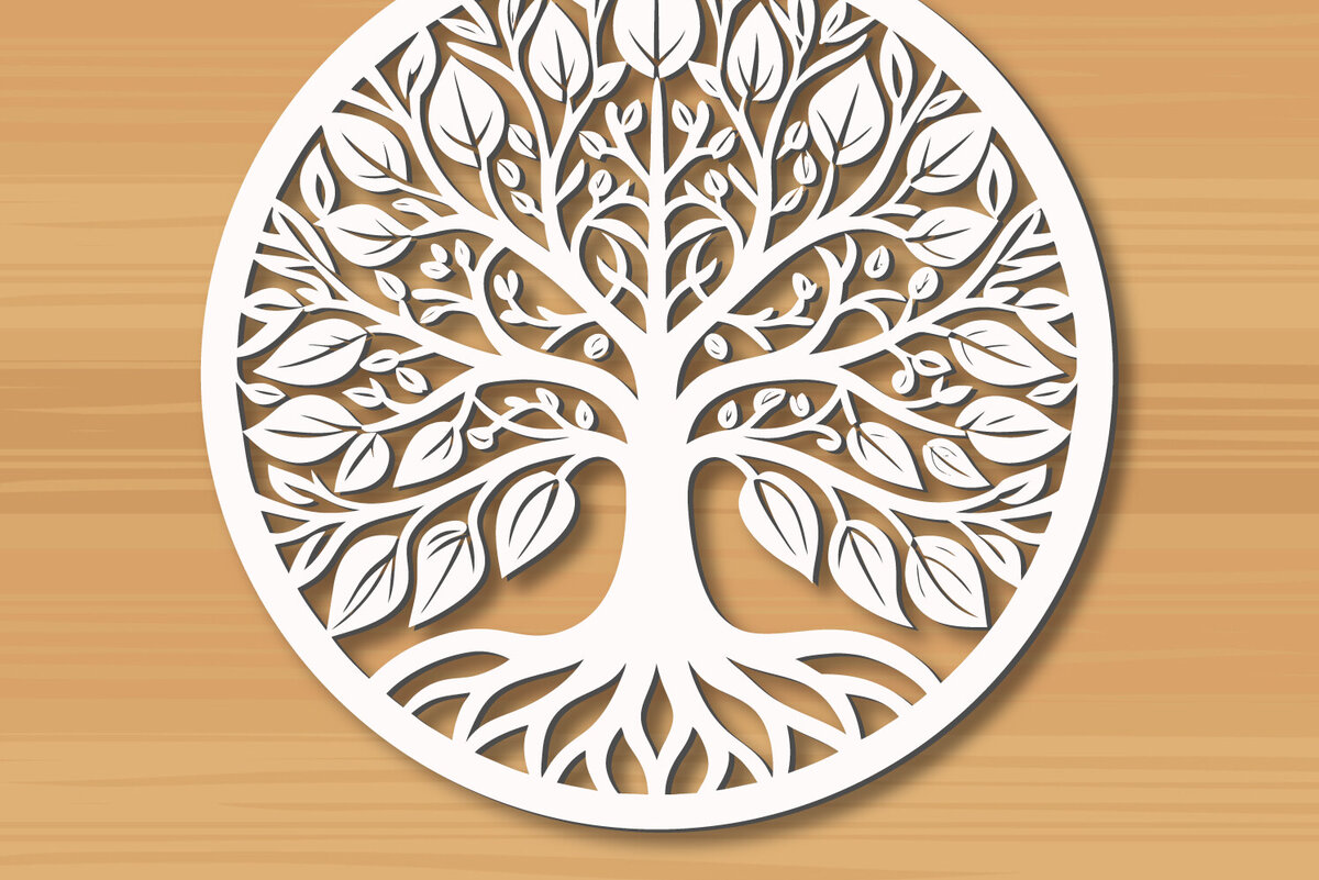 Σετ των 2 Intra απο ξύλο plywood 3mm-4mm πάχος –  κοπής με λέιζερ δέντρου 5 Δίασταση  20x20 cm INTRAFABR-122936200