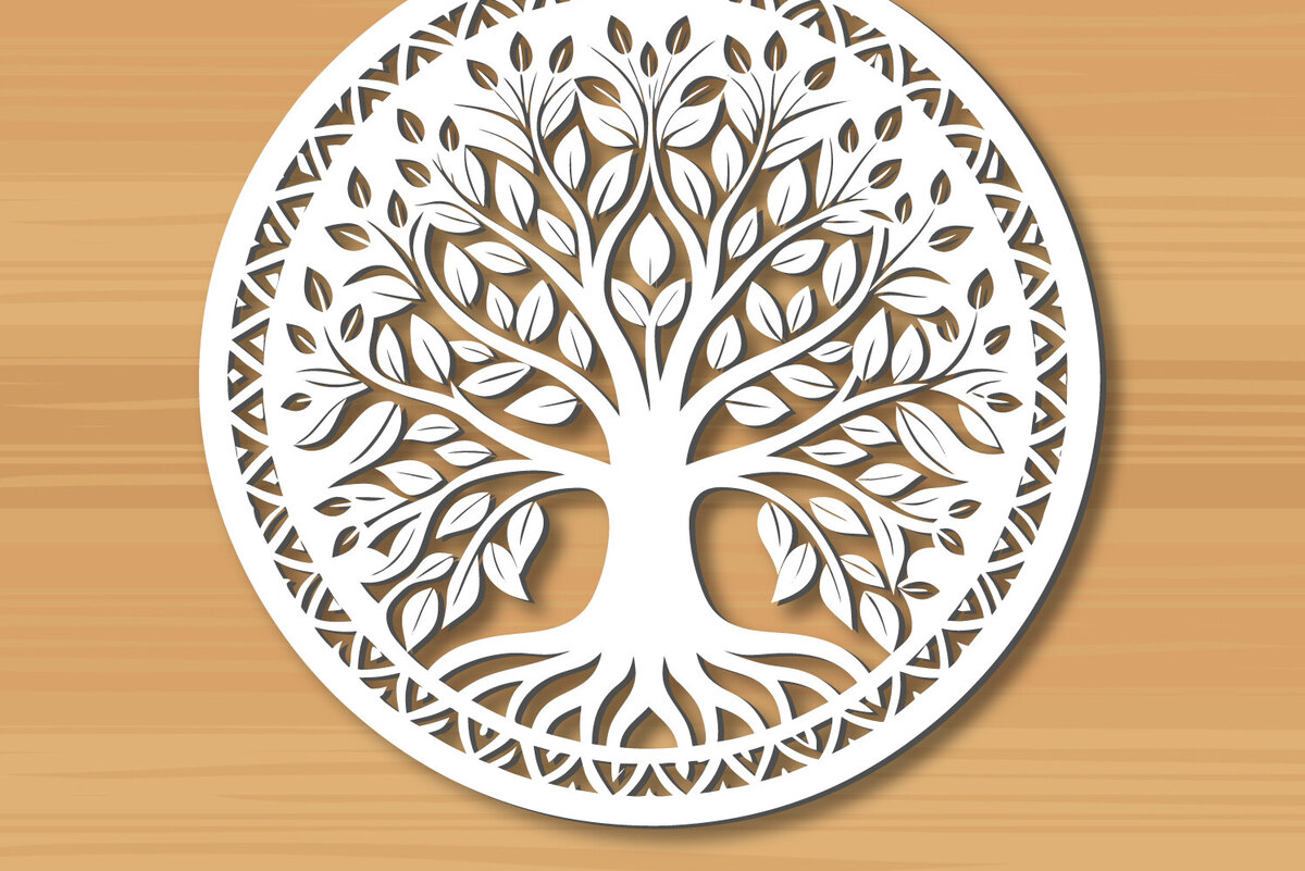 Σετ των 2 Intra απο ξύλο plywood 3mm-4mm πάχος –  κοπής με λέιζερ δέντρου 6 Δίασταση  20x20 cm INTRAFABR-122936205