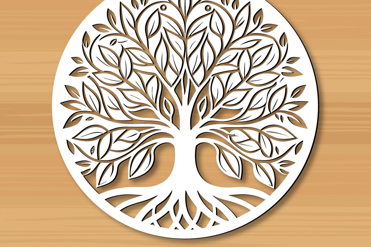 Σετ των 2 Intra απο ξύλο plywood 3mm-4mm πάχος –  κοπής με λέιζερ δέντρου 8 Δίασταση  20x20 cm INTRAFABR-122936210