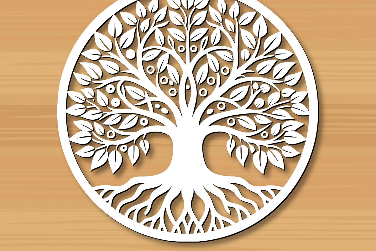 Σετ των 2 Intra απο ξύλο plywood 3mm-4mm πάχος –  κοπής με λέιζερ δέντρου 9 Δίασταση  20x20 cm INTRAFABR-122936219