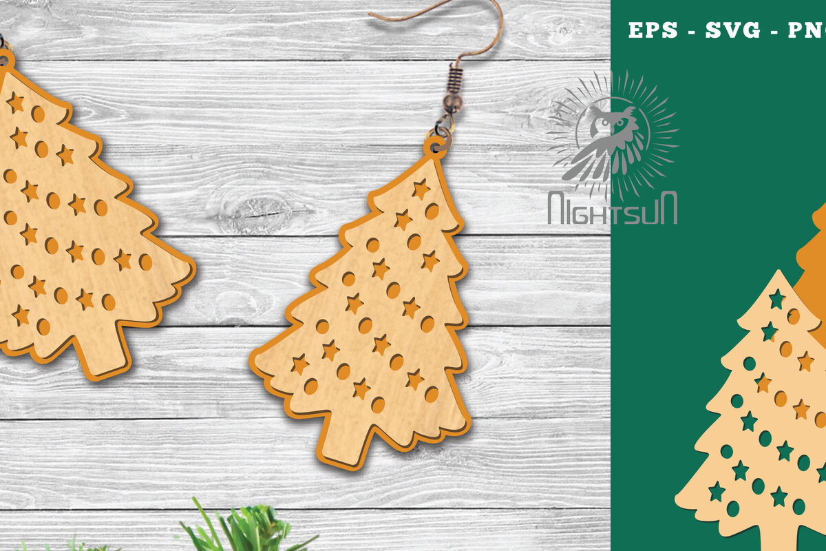 Σετ των 3 Intra απο ξύλο plywood 3mm-4mm πάχος – Δέντρα σκουλαρίκια κομμένα με λέιζερ 1 Δίασταση  5x5 cm INTRAFABR-112552244