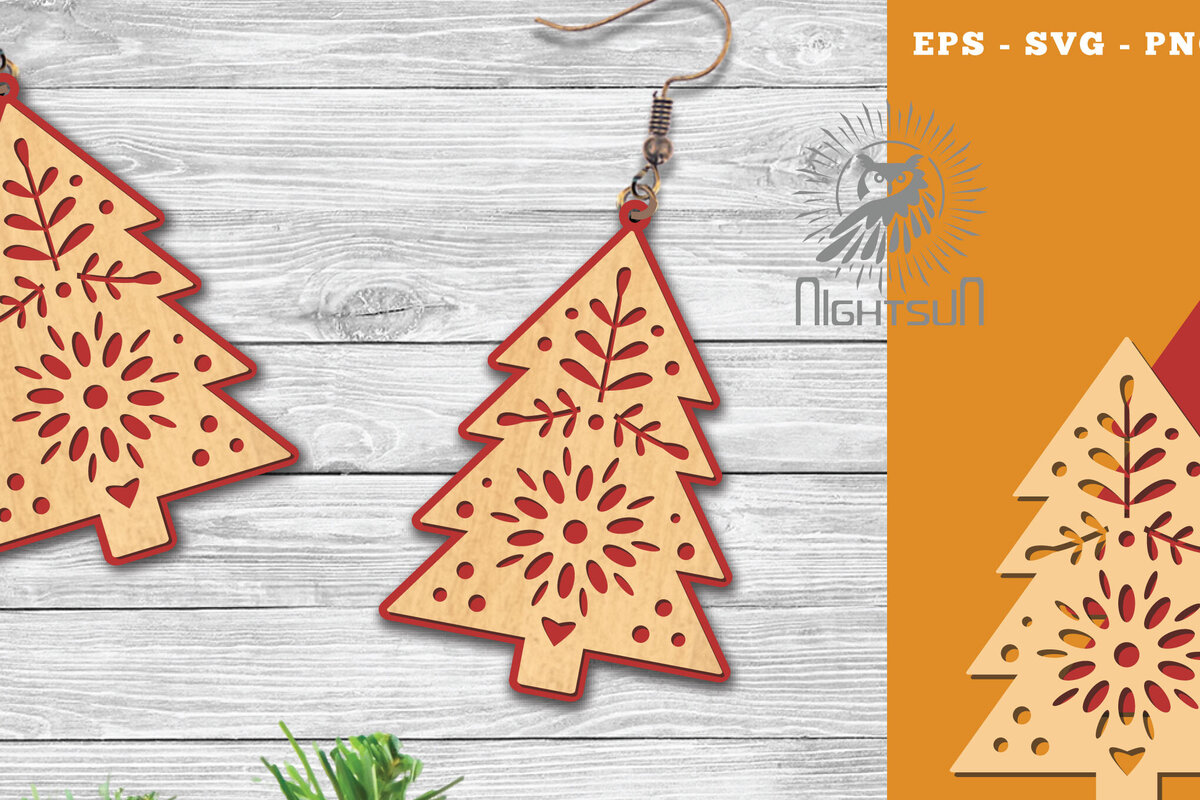 Σετ των 3 Intra απο ξύλο plywood 3mm-4mm πάχος – Δέντρα σκουλαρίκια κομμένα με λέιζερ 5 Δίασταση  5x5 cm INTRAFABR-112552355