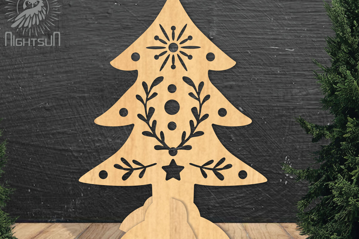 Σετ των 2 Intra απο ξύλο plywood 3mm-4mm πάχος – Tree Διακόσμηση σπιτιού 4 Δίασταση  20x20 cm INTRAFABR-112790504