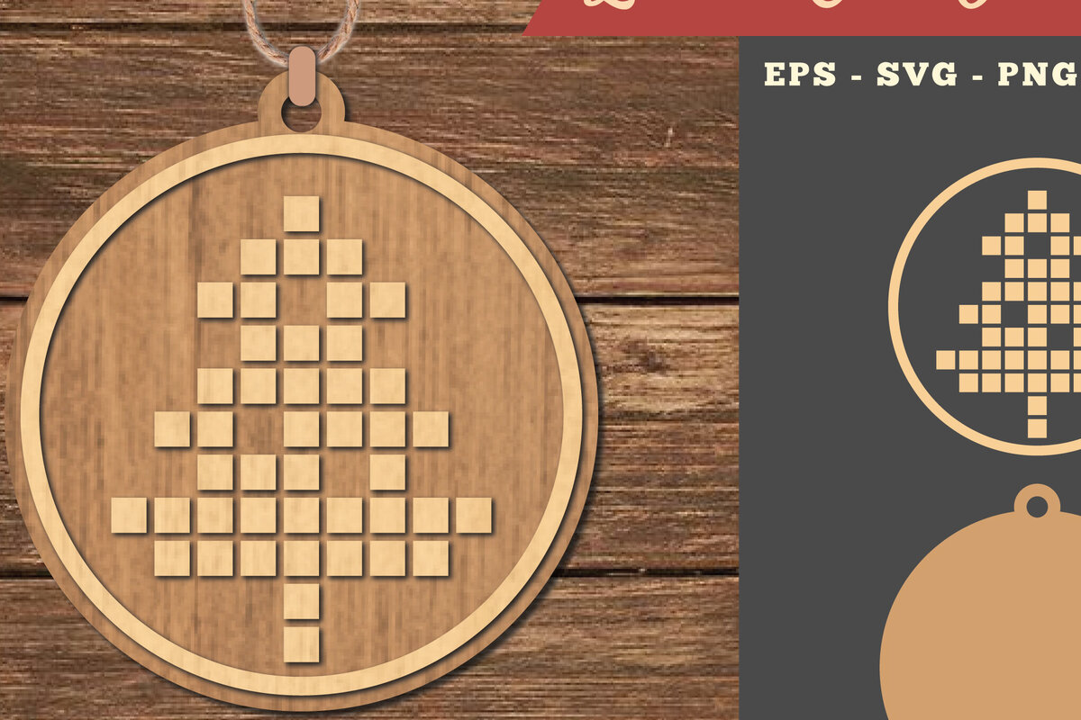 Σετ των 2 Intra απο ξύλο plywood 3mm-4mm πάχος – Στολίδι κοπής με λέιζερ δέντρου Δίασταση  20x20 cm INTRAFABR-111527319