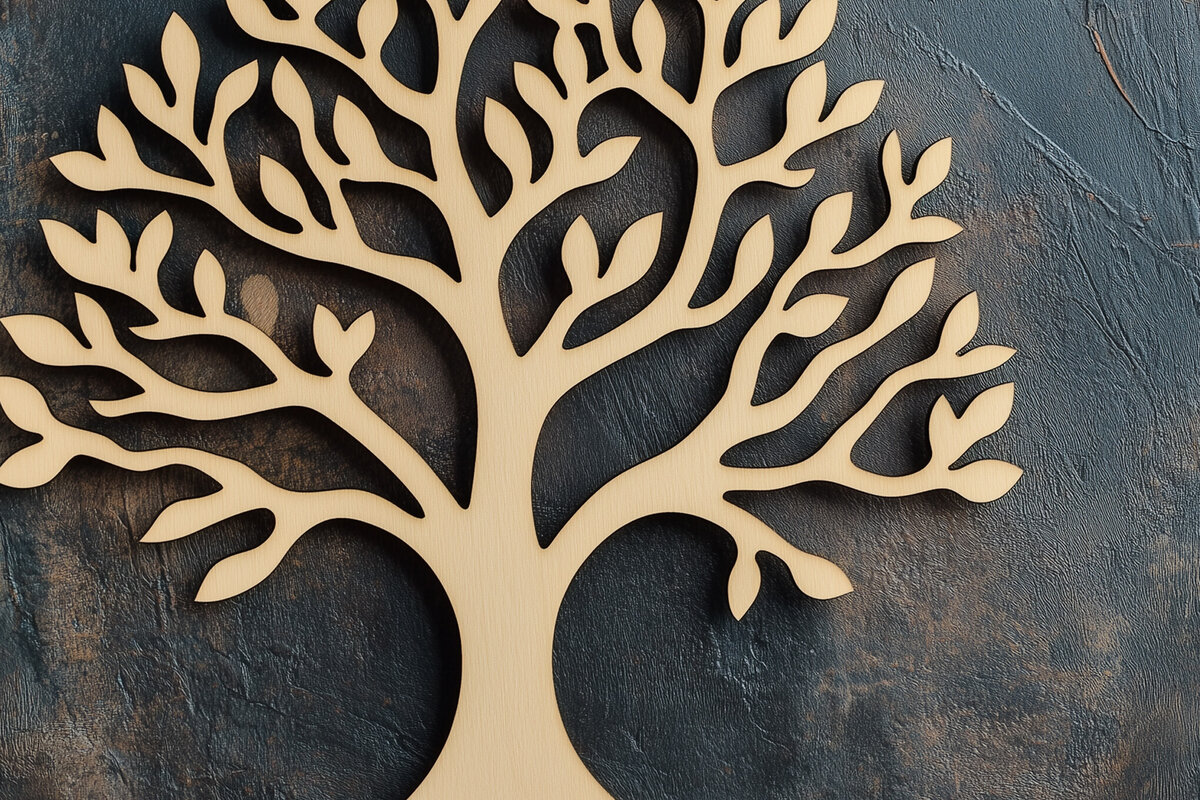 Σετ των 2 Intra απο ξύλο plywood 3mm-4mm πάχος – Αρχείο αποκοπής με λέιζερ δέντρου Δίασταση  20x20 cm INTRAFABR-111581411