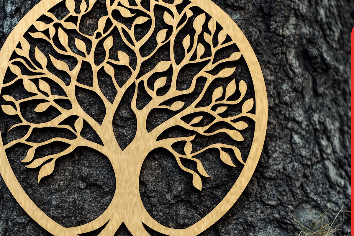 Σετ των 2 Intra απο ξύλο plywood 3mm-4mm πάχος – Αρχείο αποκοπής με λέιζερ δέντρου Δίασταση  20x20 cm INTRAFABR-111608259