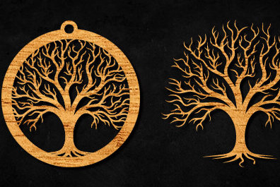 Σετ των 2 Intra απο ξύλο plywood 3mm-4mm πάχος – Πακέτο αρχείου Cut Cut Tree Δίασταση  20x20 cm INTRAFABR-99084605