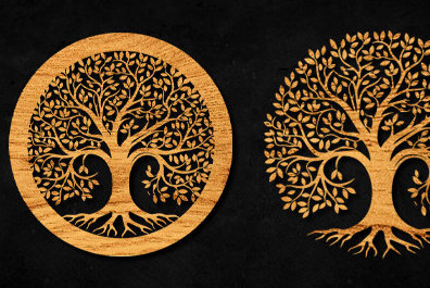 Σετ των 2 Intra απο ξύλο plywood 3mm-4mm πάχος – Πακέτο αρχείου Cut Cut Tree Δίασταση  20x20 cm INTRAFABR-99119878