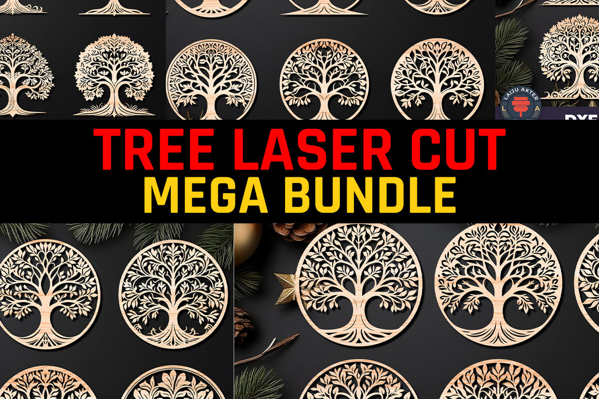 Σετ των 2 Intra απο ξύλο plywood 3mm-4mm πάχος – Πακέτο Cut Mega Cut Tree Δίασταση  20x20 cm INTRAFABR-108870568