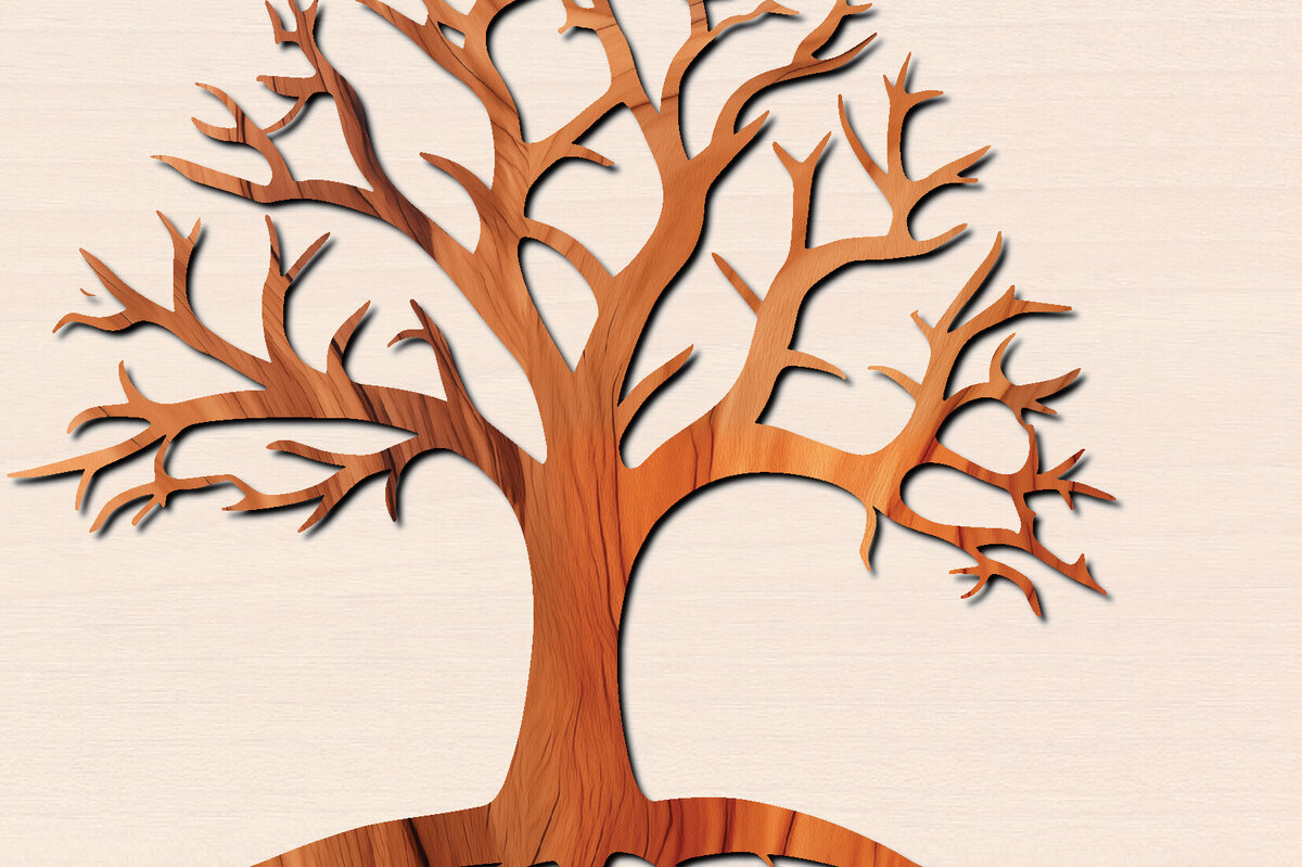 Σετ των 2 Intra απο ξύλο plywood 3mm-4mm πάχος – Αρχείο κοπής δέντρου με λέιζερ Δίασταση  20x20 cm INTRAFABR-100569790