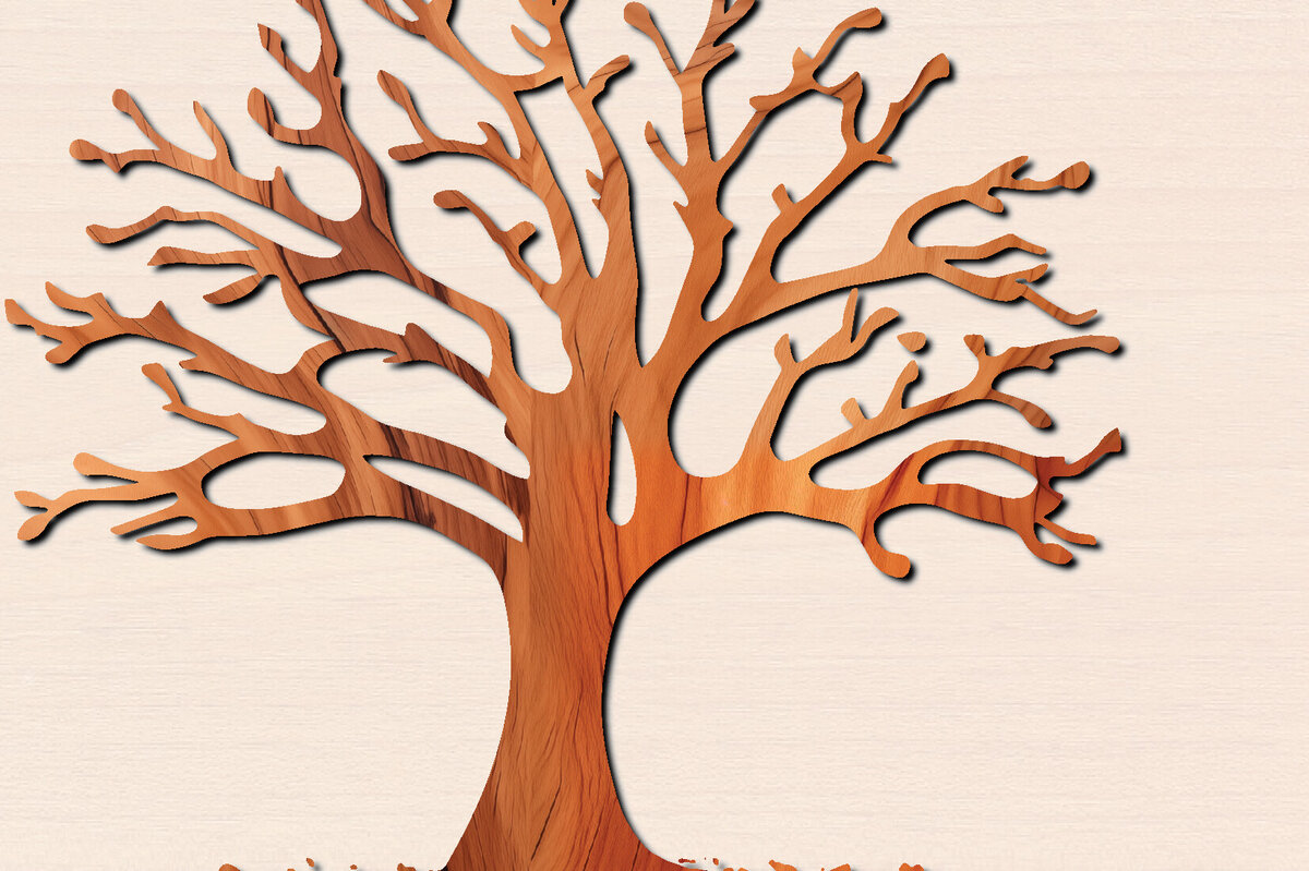 Σετ των 2 Intra απο ξύλο plywood 3mm-4mm πάχος – Αρχείο κοπής δέντρου με λέιζερ Δίασταση  20x20 cm INTRAFABR-100569841