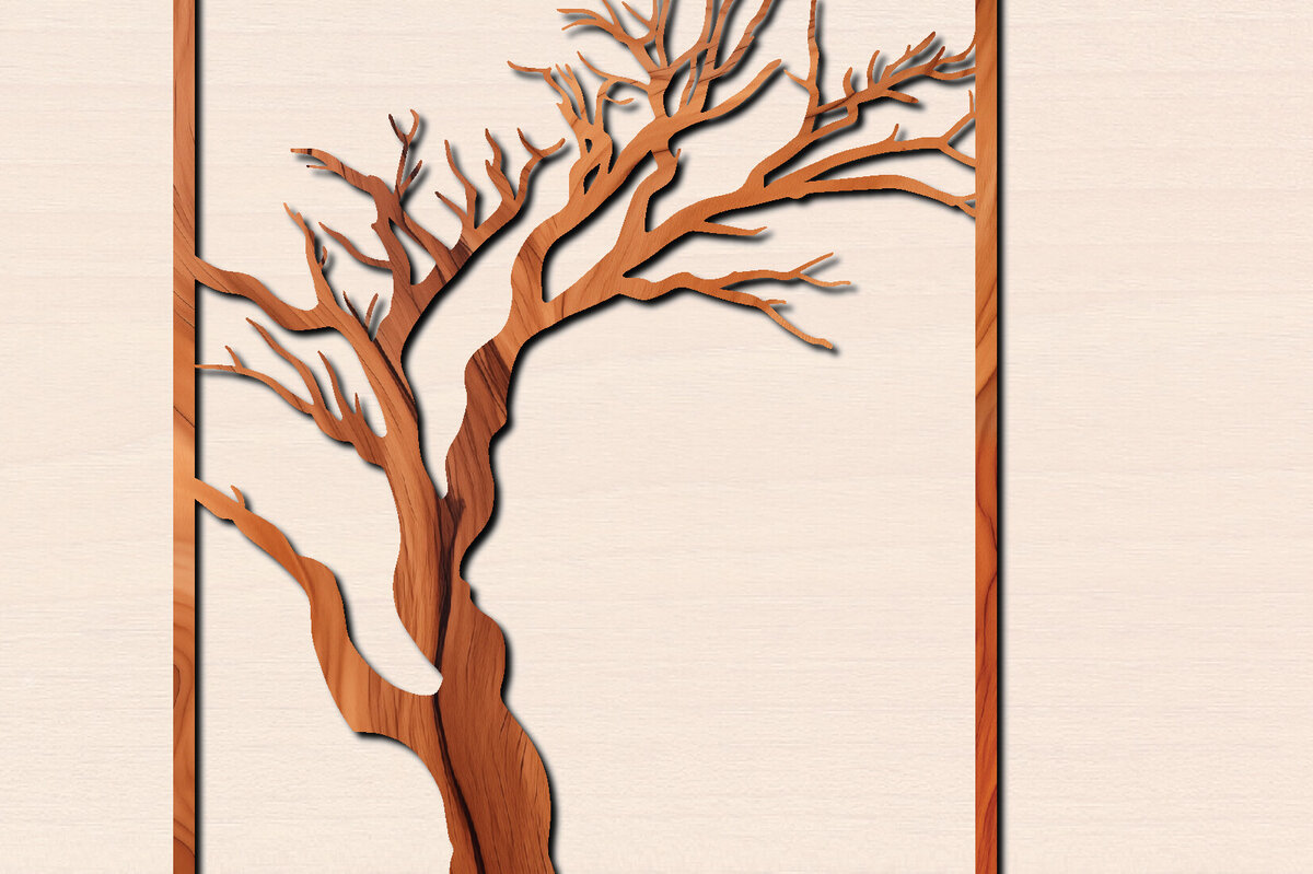 Σετ των 2 Intra απο ξύλο plywood 3mm-4mm πάχος – Αρχείο κοπής δέντρου με λέιζερ Δίασταση  20x20 cm INTRAFABR-100569897