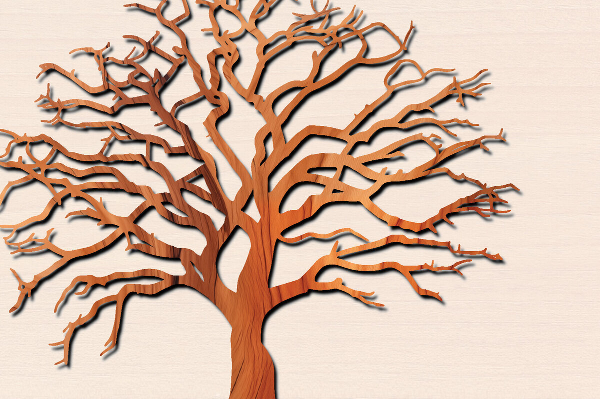 Σετ των 2 Intra απο ξύλο plywood 3mm-4mm πάχος – Αρχείο κοπής δέντρου με λέιζερ Δίασταση  20x20 cm INTRAFABR-100569978