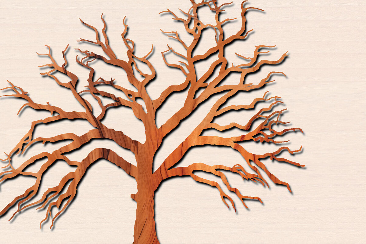 Σετ των 2 Intra απο ξύλο plywood 3mm-4mm πάχος – Αρχείο κοπής δέντρου με λέιζερ Δίασταση  20x20 cm INTRAFABR-100570033