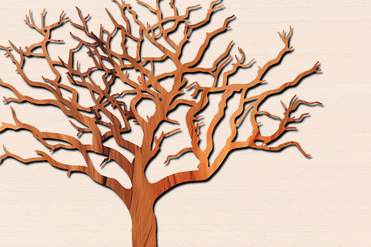 Σετ των 2 Intra απο ξύλο plywood 3mm-4mm πάχος – Αρχείο κοπής δέντρου με λέιζερ Δίασταση  20x20 cm INTRAFABR-100570149